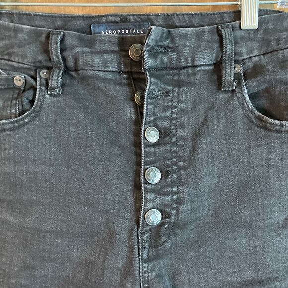 Aeropostale Womens Jeans Black Curvy High Rise Distressed Jegging Stretch 12R - Picture 4 of 15